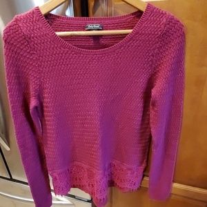 Lucky Brand Women's Scoop Neck Sweater in Magenta